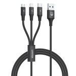 Unitek Kabel USB-A 3w1 USB-C/microUSB/ Lightning czarny C14049BK