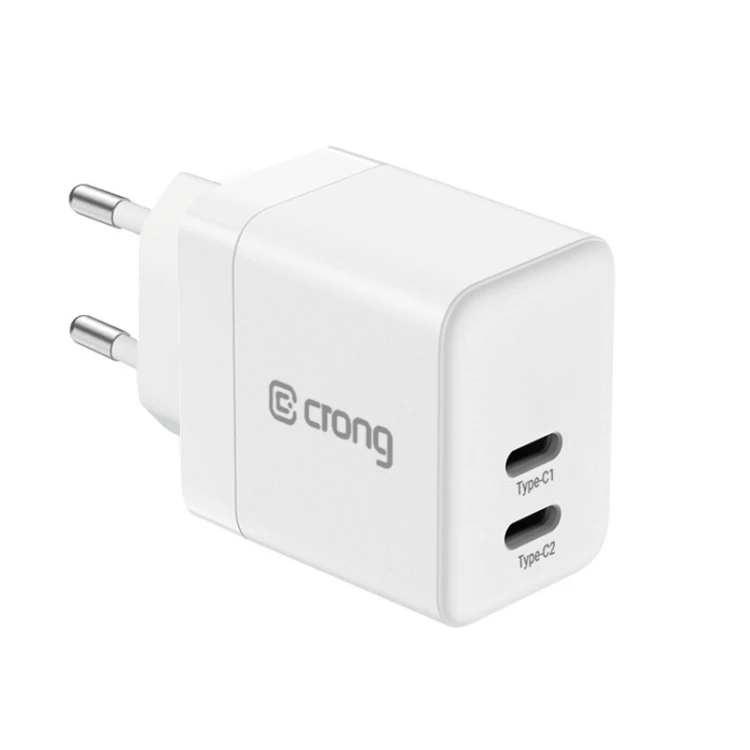 CRONG Ultra Compact GaN Ładowarka sieciowa 2x USB-C 35W PD 3.0 z PPS Biała