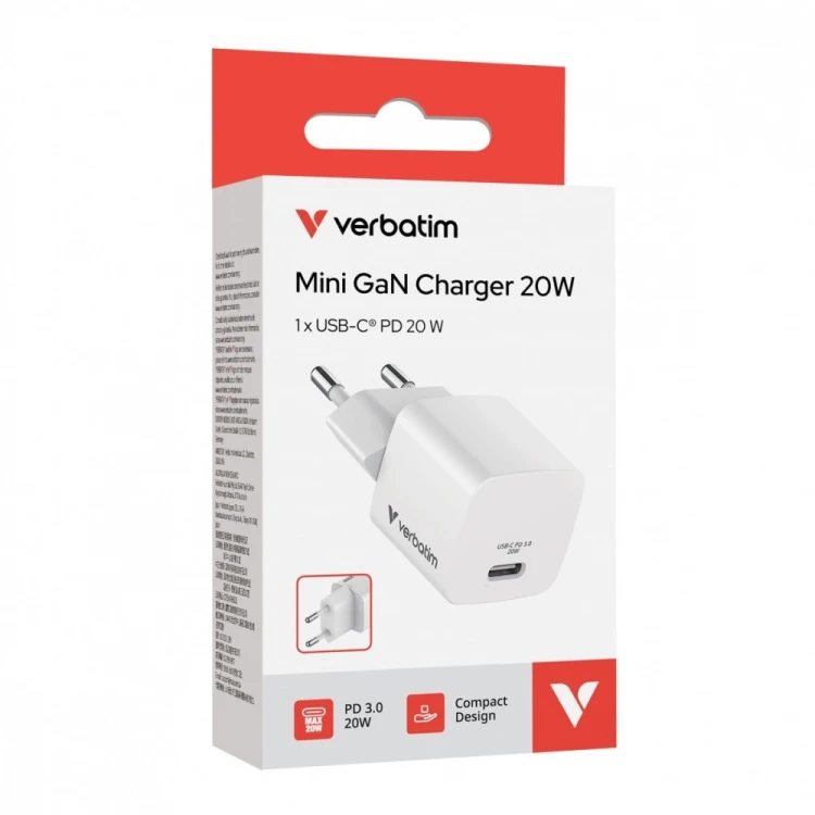 Verbatim Ładowarka Mini GaN 20W USB-C P.D 3.0