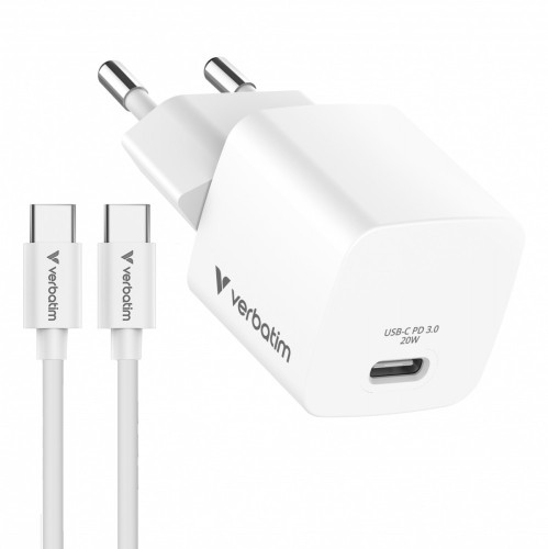 Verbatim Ładowarka uniwersalna Mini GaN 20W z kablem 1m, USB-C P.D 3.0