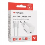 Verbatim Ładowarka uniwersalna Mini GaN 20W z kablem 1m, USB-C P.D 3.0