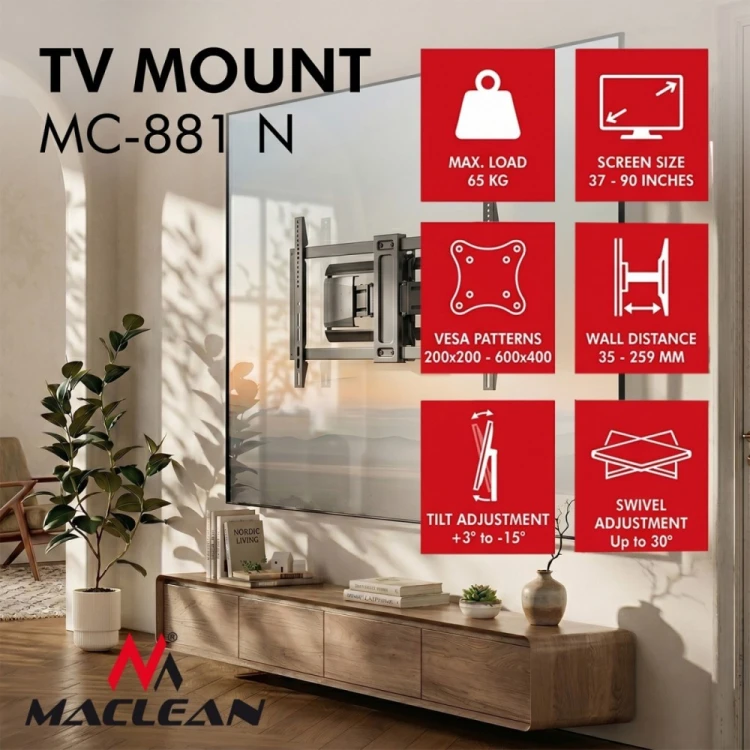 Maclean Uchwyt do TV max 65 kg MC-881 N
