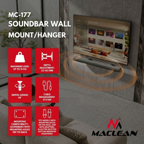 Maclean Uchwyt ścienny na soundbar MC-177