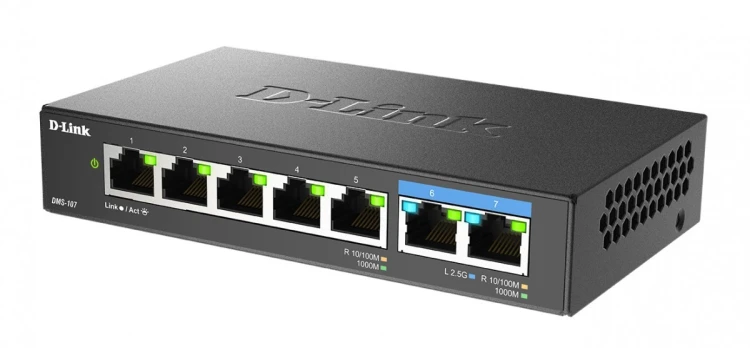 D-Link Przełącznik 7 portów 5x1GE 2x2.5GE DMS-107/E