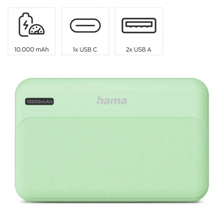 Hama Power pack 10000mAh 2xUSB-A zielony
