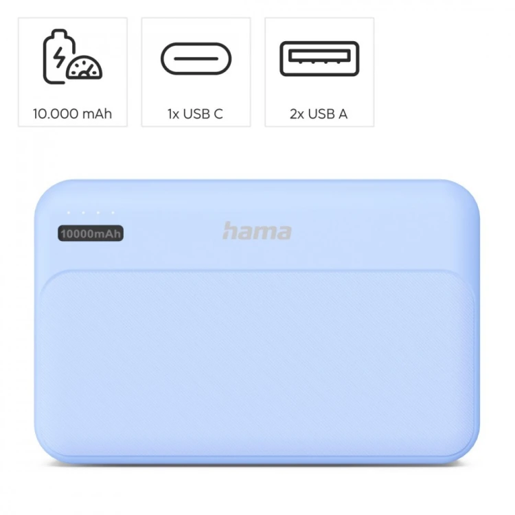Hama Power pack 10000 mAh 2xUSB-A niebieski