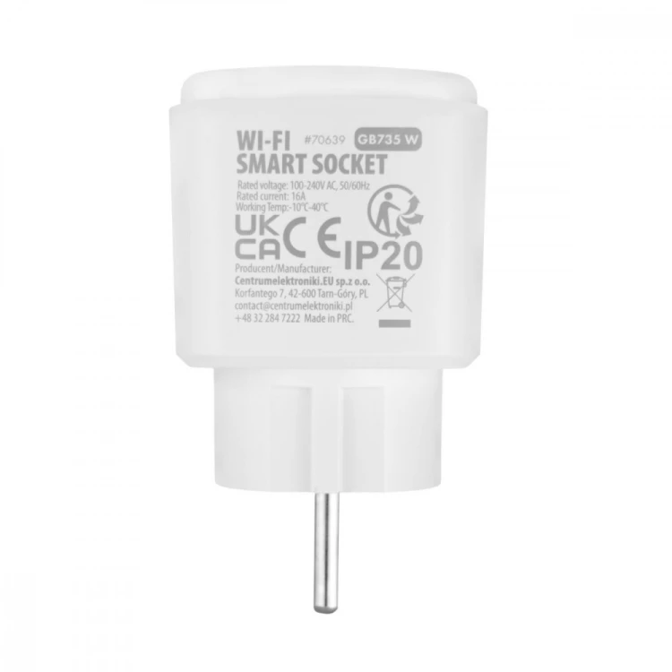 GreenBlue Zdalnie sterowane gniazdko Wi-fi Tuya GB735 W