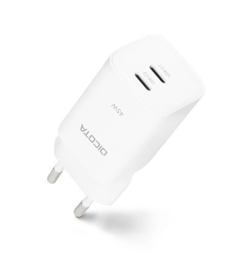 DICOTA Ładowarka GaN 45W 2xUSB-C biała