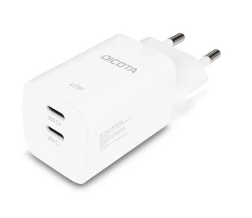 DICOTA Ładowarka GaN 45W 2xUSB-C biała