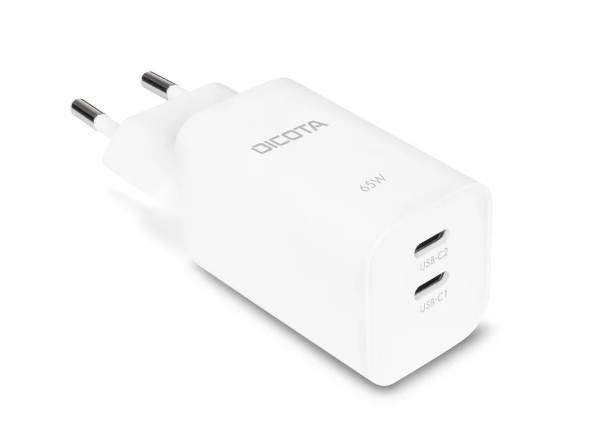 DICOTA Ładowarka GaN 65W 2xUSB-C biała