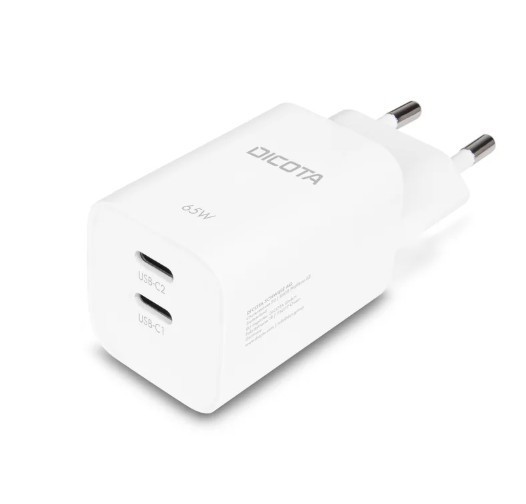 DICOTA Ładowarka GaN 65W 2xUSB-C biała