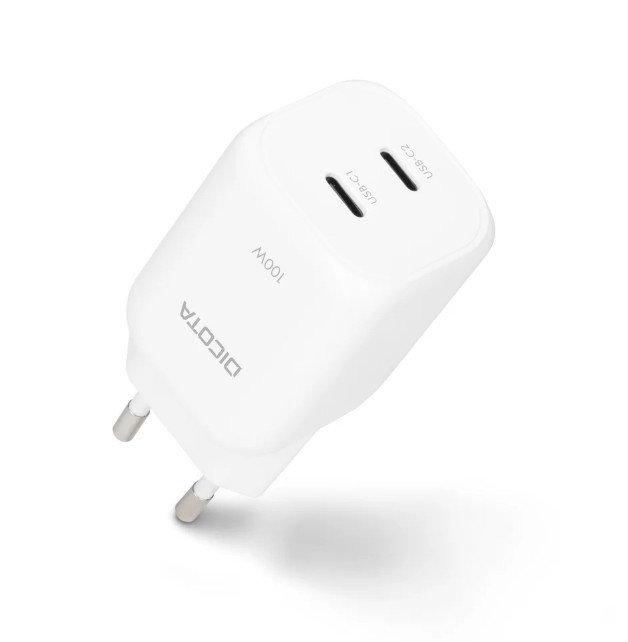 DICOTA Ładowarka GaN 100W 2xUSB-C biała