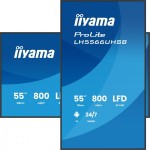 IIYAMA Monitor profesjonalny 55 cali LH5566UHSB-B1AG 4K, VA, A14, 800cd, 5000:1, 6,5ms,    2xHDMI, USB-C, RJ45, 2xUSB, 2x10W, WiFi, iiSignage2 4/32GB