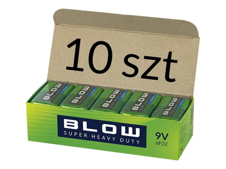 BLOW Bateria 9V 6F22 Super Heavy Duty 10 sztuk