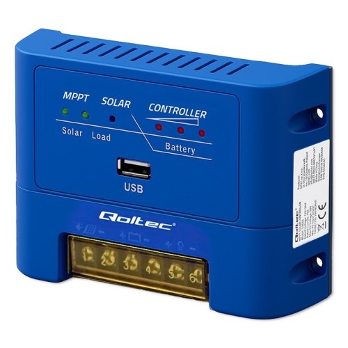 Qoltec Solarny regulator ładowania MPPT 15A | 12V/24V | LiFePO4