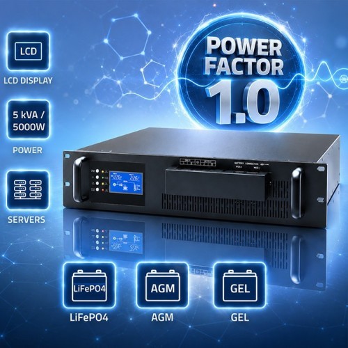 Qoltec UPS Pure Sine Wave do RACK | 5kVA | 5000W | PF1.0 | LCD | EPO |  USB | On-line