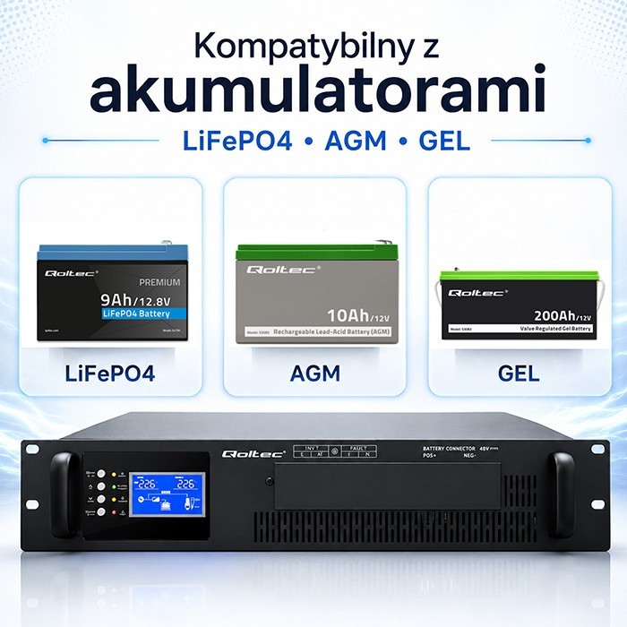 Qoltec UPS Pure Sine Wave do RACK | 5kVA | 5000W | PF1.0 | LCD | EPO |  USB | On-line