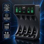 Qoltec Ładowarka do akumulatorków Ni-MH typu R03 AAA R6 AA | LCD | kabelUSB-C