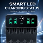 Qoltec Ładowarka do akumulatorków Ni-MH typu R03 AAA R6 AA | LCD | kabelUSB-C