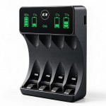 Qoltec Ładowarka do akumulatorków Ni-MH typu R03 AAA R6 AA | LCD | kabelUSB-C