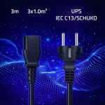 Qoltec Kabel zasilający SCHUKO CEE 7/7 (E/F) | IEC C13 | 3x1.0mm2 | Czysta miedź Cu | 3m