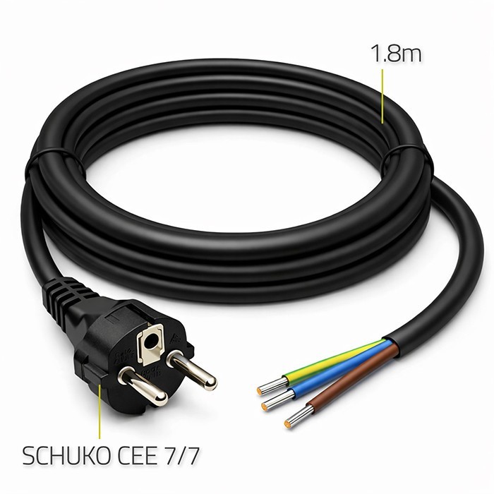 Qoltec Kabel zasilający SCHUKO CEE 7/7 (E/F) | miedź Cu | odizolowany lutowany | 3x1.5mm2 | 1.8m