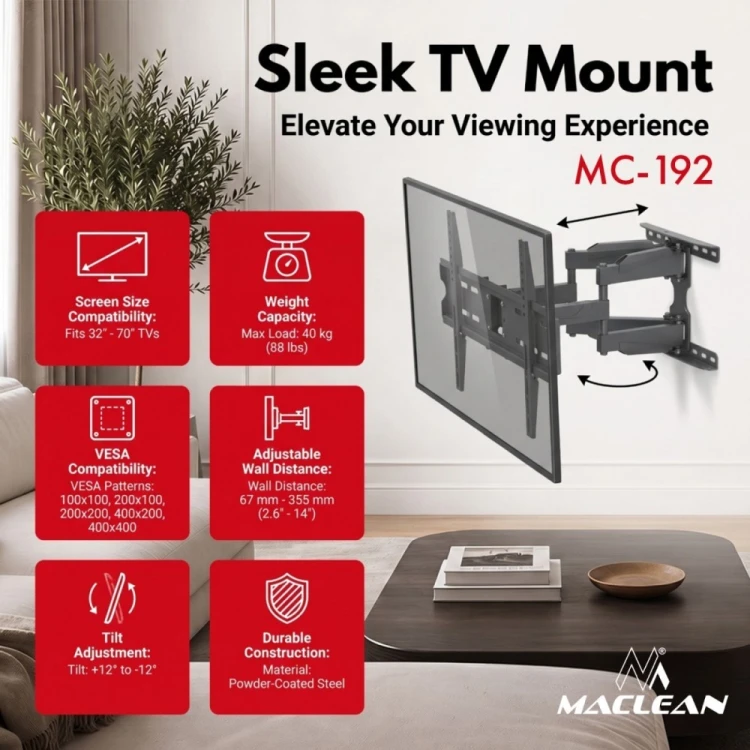 Maclean Uchwyt do TV czarny max 40 kg MC-192
