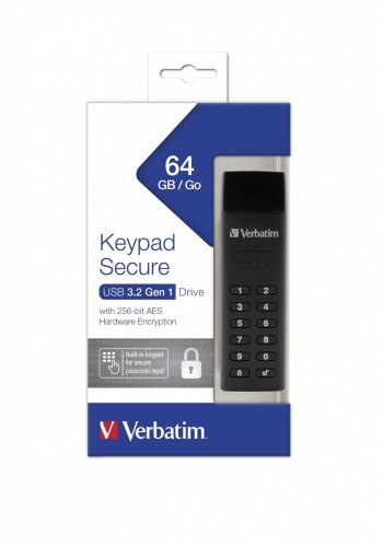 Verbatim Pendrive 64GB Keypad Secure Szyfrowanie AES 256 Bit, klawiatura