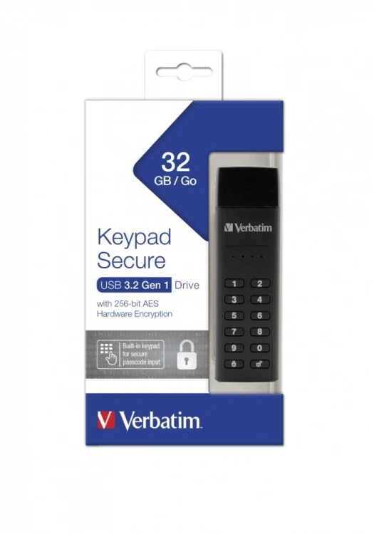 Verbatim Pendrive 32GB Keypad Secure AES 256 Bit szyfrowanie, klawiatura
