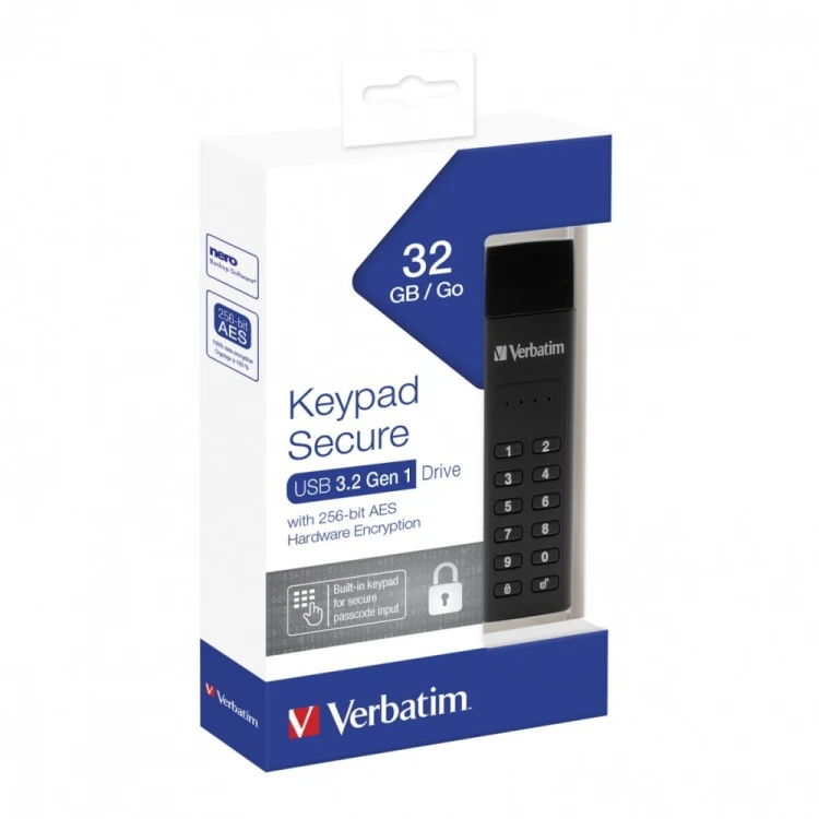 Verbatim Pendrive 32GB Keypad Secure AES 256 Bit szyfrowanie, klawiatura