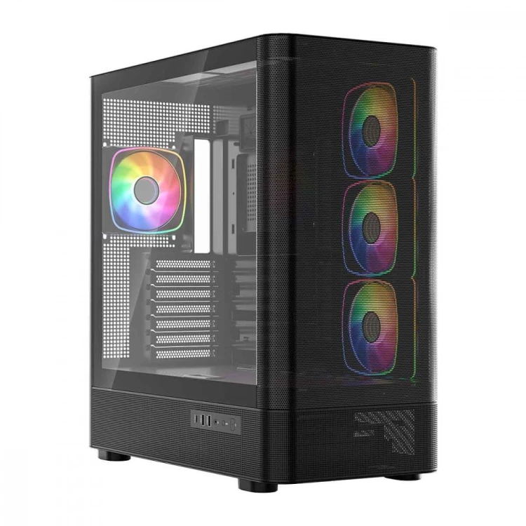 MODECOM Obudowa VOLCANO AQ300 MID RGB GLASS 4 wentylatory czarna