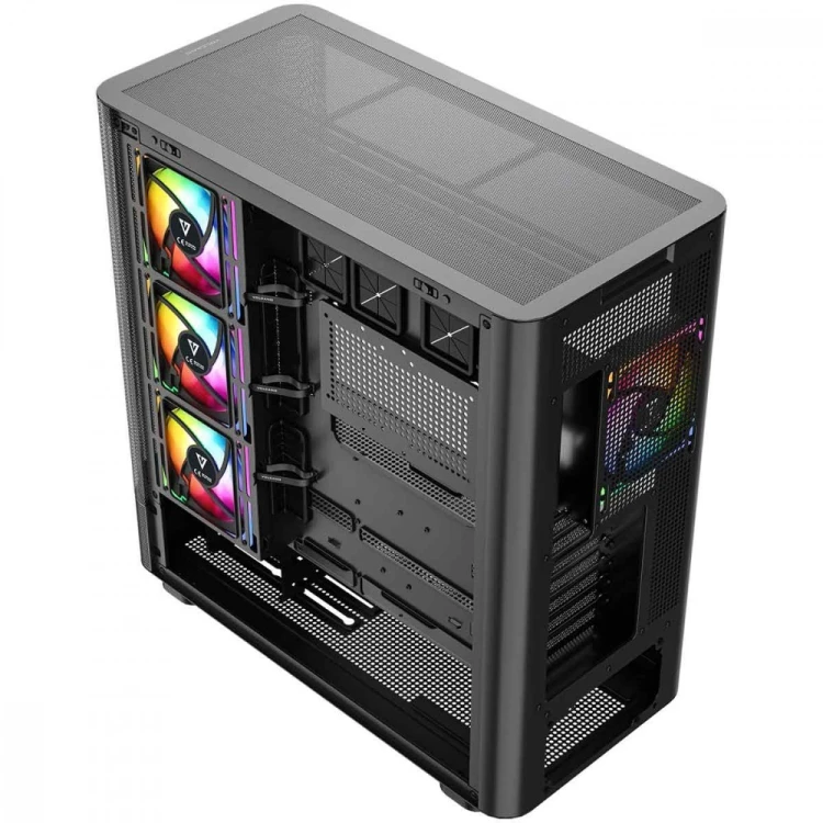 MODECOM Obudowa VOLCANO AQ300 MID RGB GLASS 4 wentylatory czarna