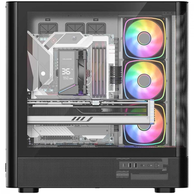 MODECOM Obudowa VOLCANO AQ300 MID RGB GLASS 4 wentylatory czarna