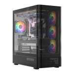 MODECOM Obudowa VOLCANO AQ300 MID RGB GLASS 4 wentylatory czarna