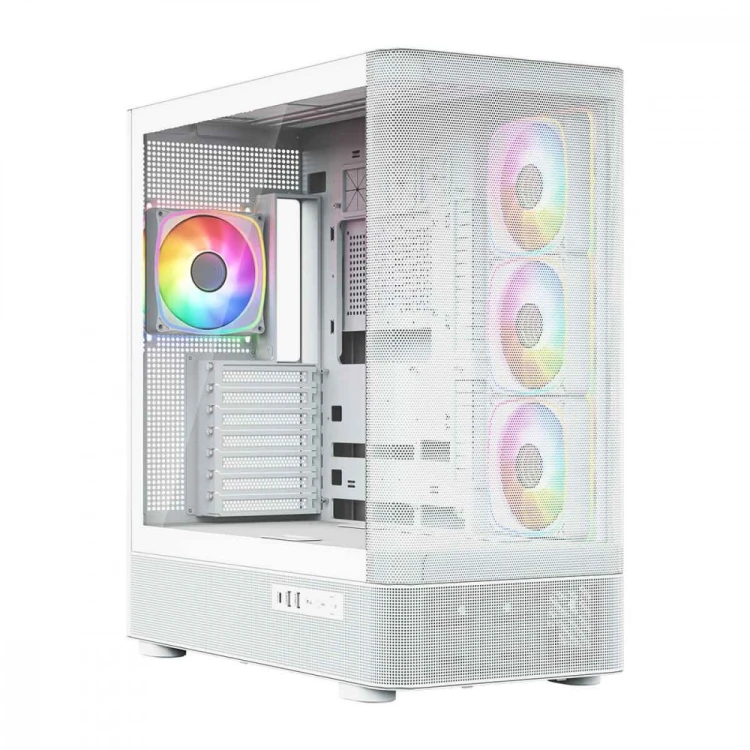 MODECOM Obudowa VOLCANO AQ300 MID RGB GLASS 4 wentylatory biała