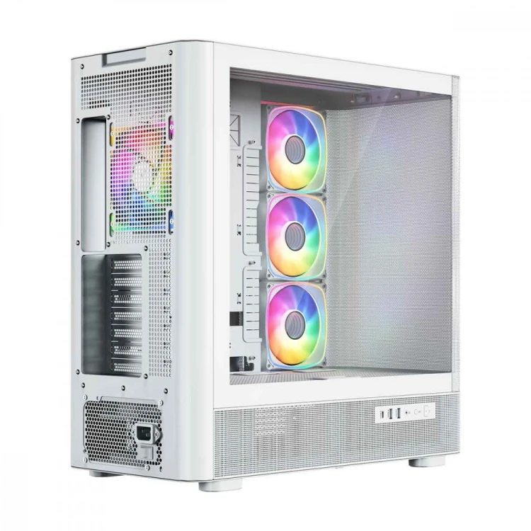 MODECOM Obudowa VOLCANO AQ300 MID RGB GLASS 4 wentylatory biała