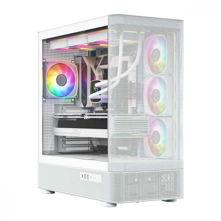 MODECOM Obudowa VOLCANO AQ300 MID RGB GLASS 4 wentylatory biała