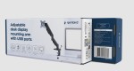 Gembird Ramię biurkowe na jeden monitor z portami USB,          regulowane,  od 17 do 32 cali, obciążenie do 9kg