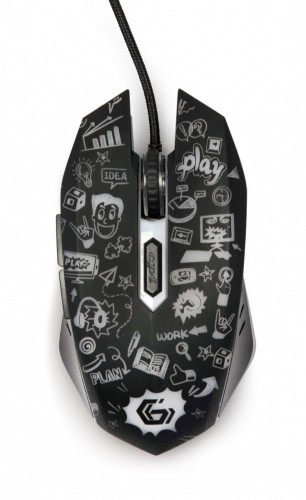 Gembird Mysz optyczna LED, 6-przyciskowa, USB, czarna