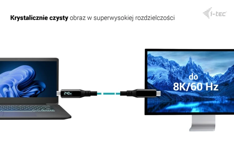 i-tec Kabel Thunderbolt 4/USB4 Class Pro Cable 240W 2x 4K/120Hz 40Gbps LCD 150 cm