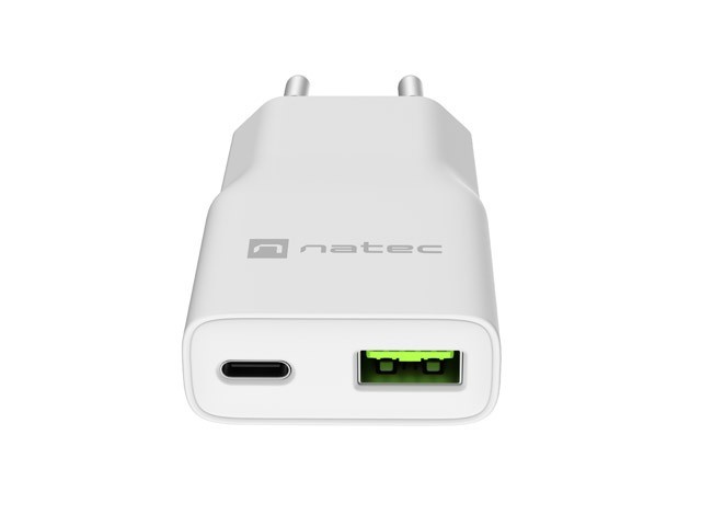 Natec Ładowarka sieciowa slim RiberaGAN 1xUSBC+1xUSB-A 20W