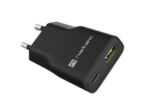 Natec Ładowarka sieciowa slim RiberaGAN 1xUSBC+1xUSB-A 20W