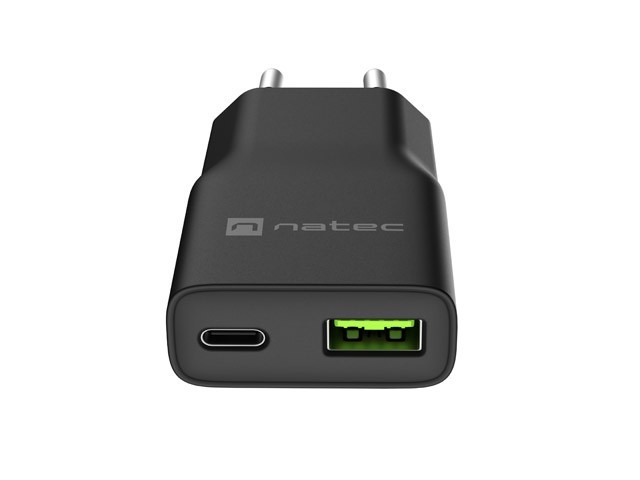 Natec Ładowarka sieciowa slim RiberaGAN 1xUSBC+1xUSB-A 20W