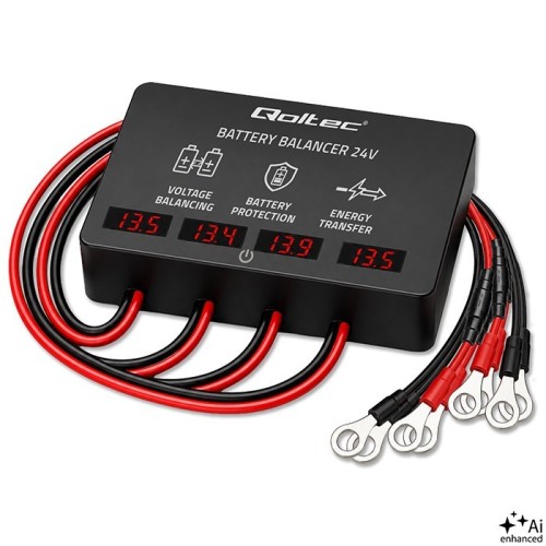 Qoltec Balanser napięcia 48V do akumulatorów 4x12V | 10A | AGM GEL LiFePO4 | LED