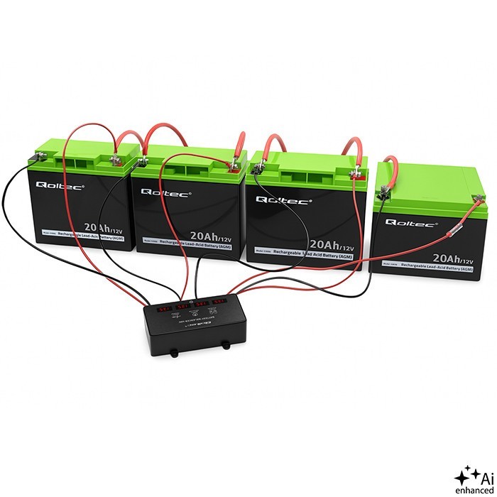 Qoltec Balanser napięcia 48V do akumulatorów 4x12V | 10A | AGM GEL LiFePO4 | LED