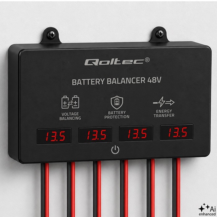 Qoltec Balanser napięcia 48V do akumulatorów 4x12V | 10A | AGM GEL LiFePO4 | LED