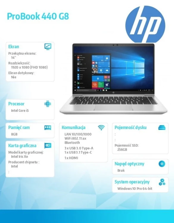HP Inc. Notebook ProBook 440 G8 i5-1135G7 256/8G/W10P/14   4B2P6EA
