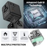 CRONG World Travel Adapter GaN 45W UK/EU/US/AU czarny