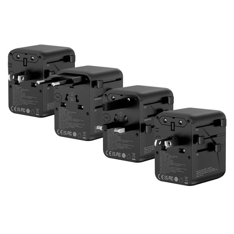 CRONG World Travel Adapter GaN 45W UK/EU/US/AU czarny