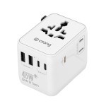 CRONG World Travel Adapter GaN 45W UK/EU/US/AU biały